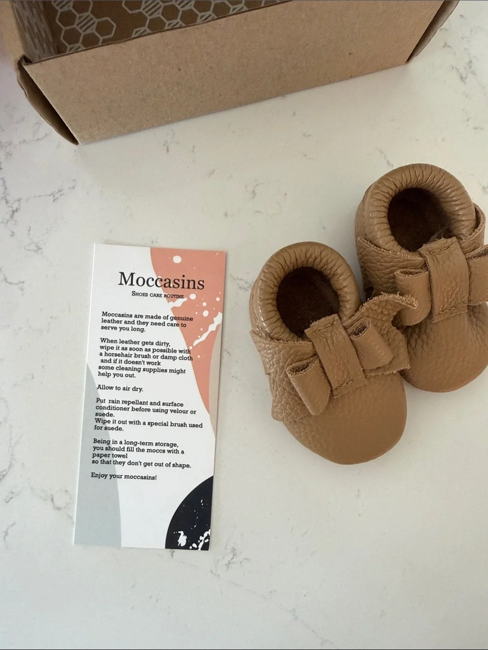 Little Bee Genuine Leather Brown Bow Moccasins 3-6m Baby